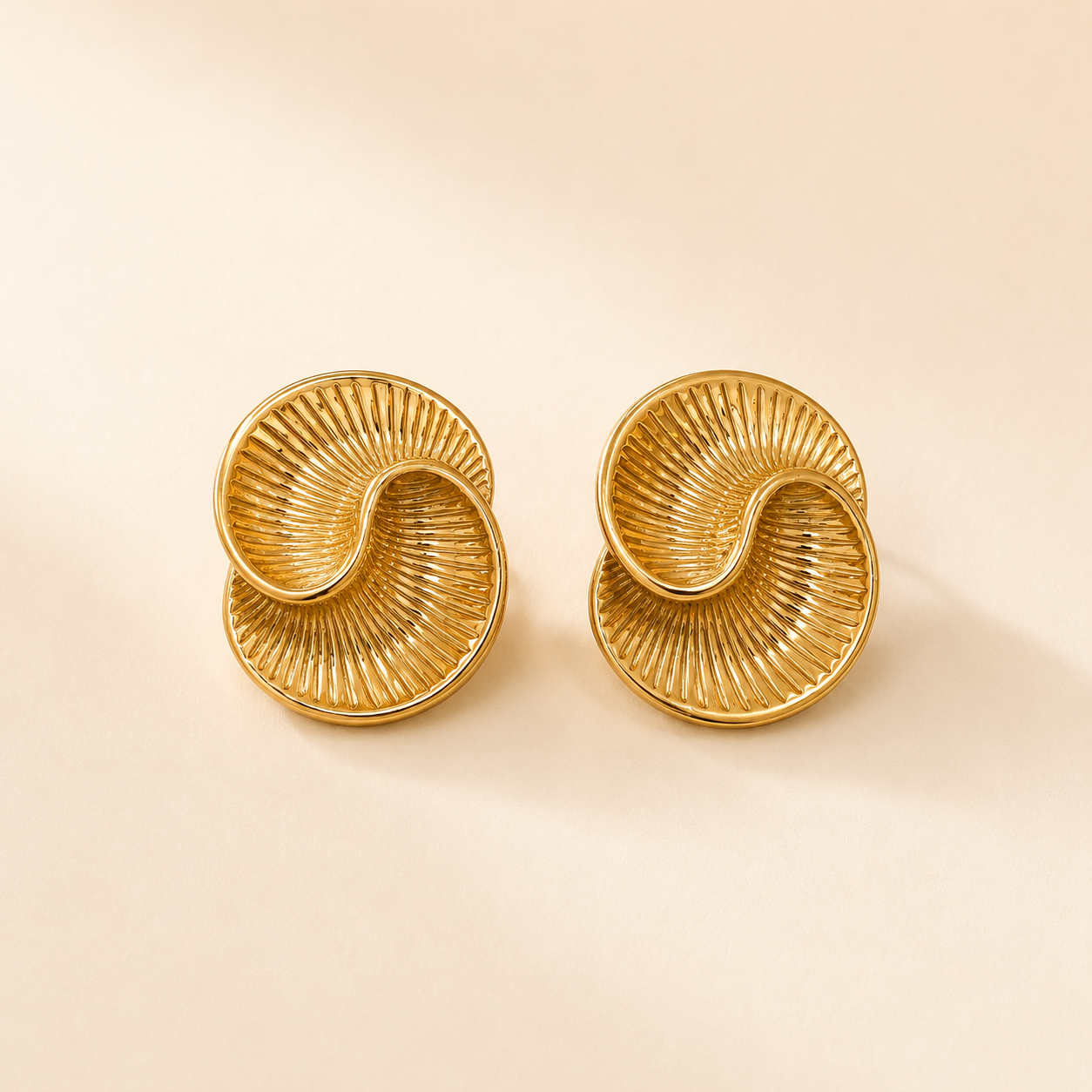 Ripple Gold Earrings