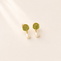 Verdant Rose Pearl Earrings