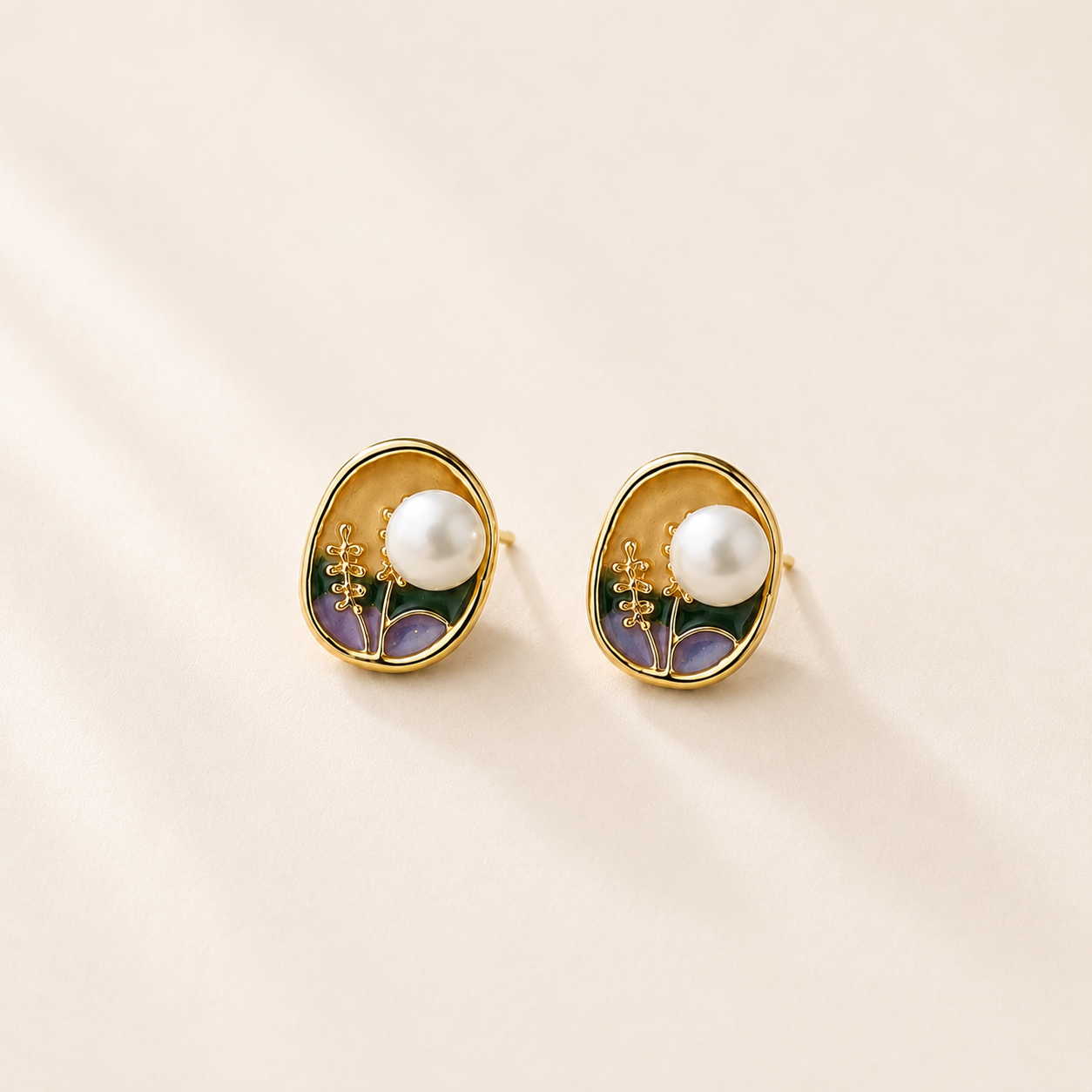 Hidden Bloom Pearl Studs