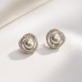 Luna Pavé Pearl Stud Earrings
